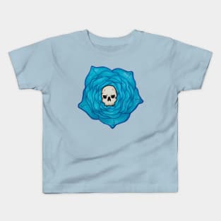 Blue Rose With Skull Kids T-Shirt